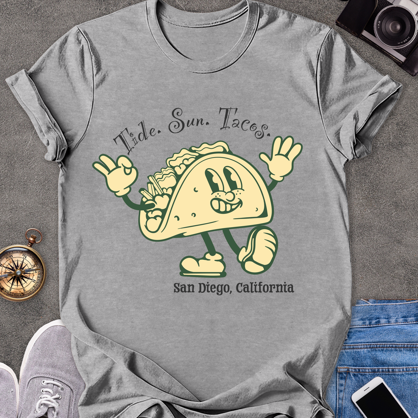 Tide. Sun. Tacos - San Diego, California | Unisex Softstyle T-Shirt | Fun Taco Lover Tee