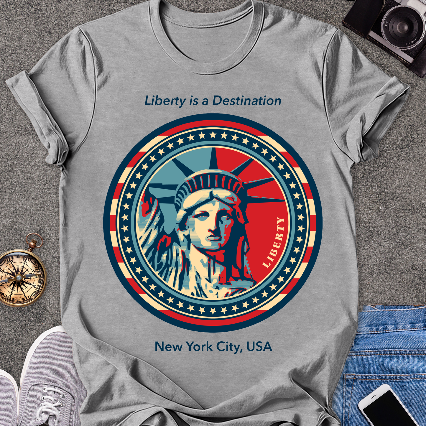 Liberty Is a Destination, New York City, USA | Unisex Softstyle T-Shirt | USA Travel Tee