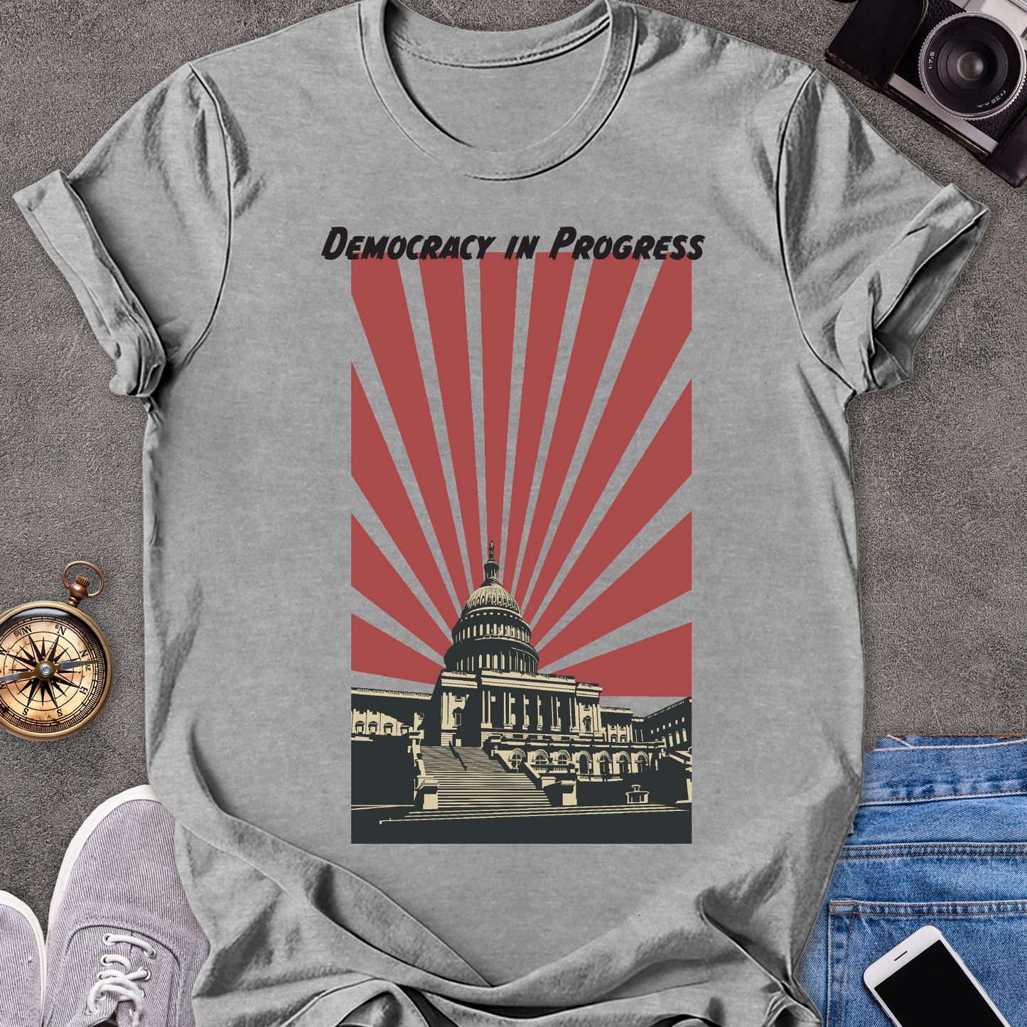 Democracy In Progress | Unisex Softstyle T-Shirt | Washington D.C. Travel Tee