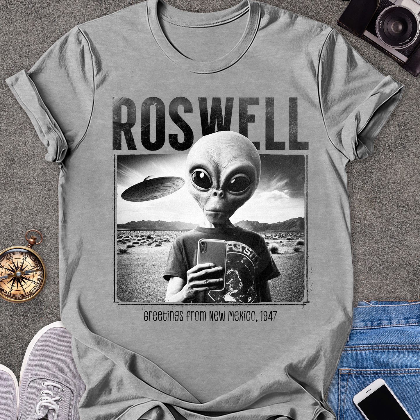 Roswell, Greetings from New Mexico 1947 | Unisex Softstyle T-Shirt | Roswell Travel Tee