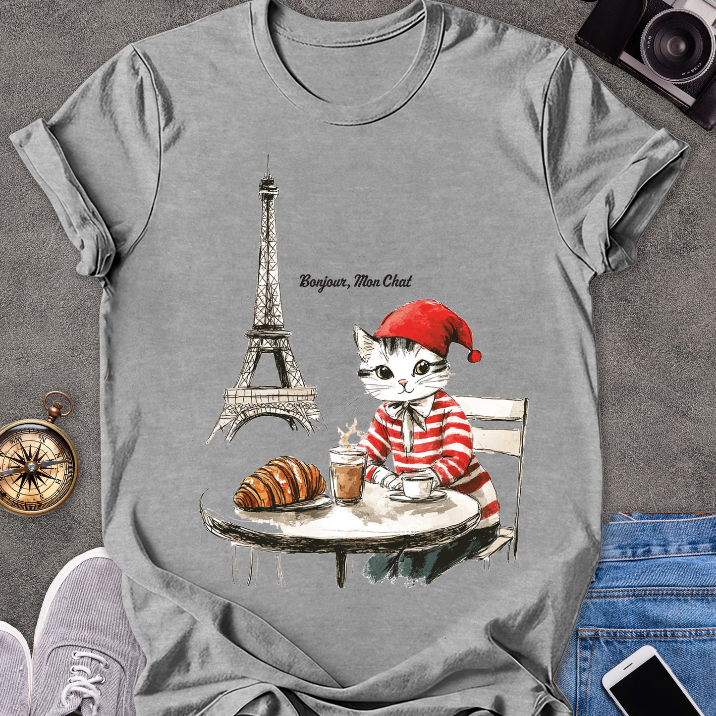 Bonjour, Mon Chat| Unisex Softstyle T-Shirt | France Travel Tee