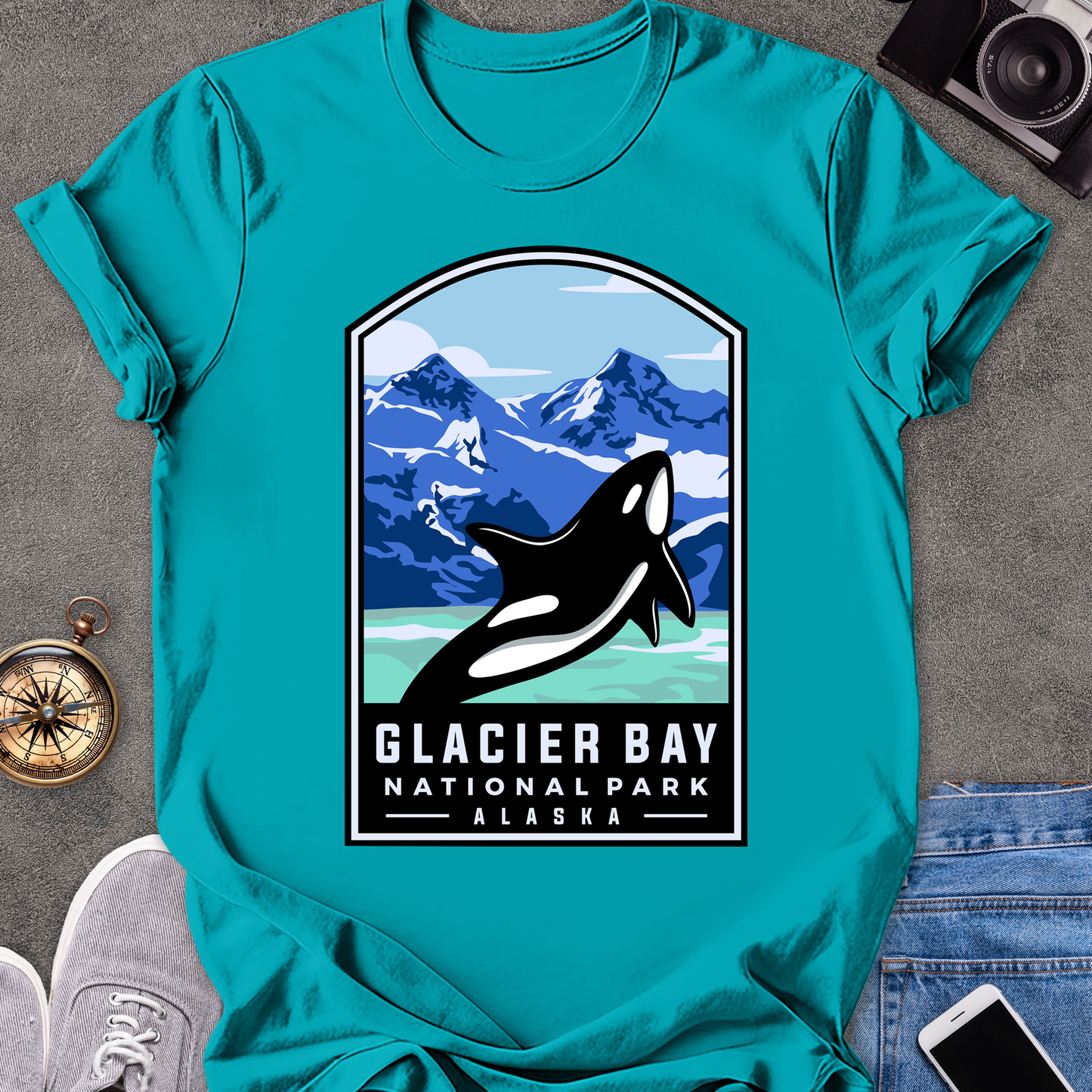 Glacier Bay, National Park, Alaska | Unisex Softstyle T-Shirt | Killer Whale Tee