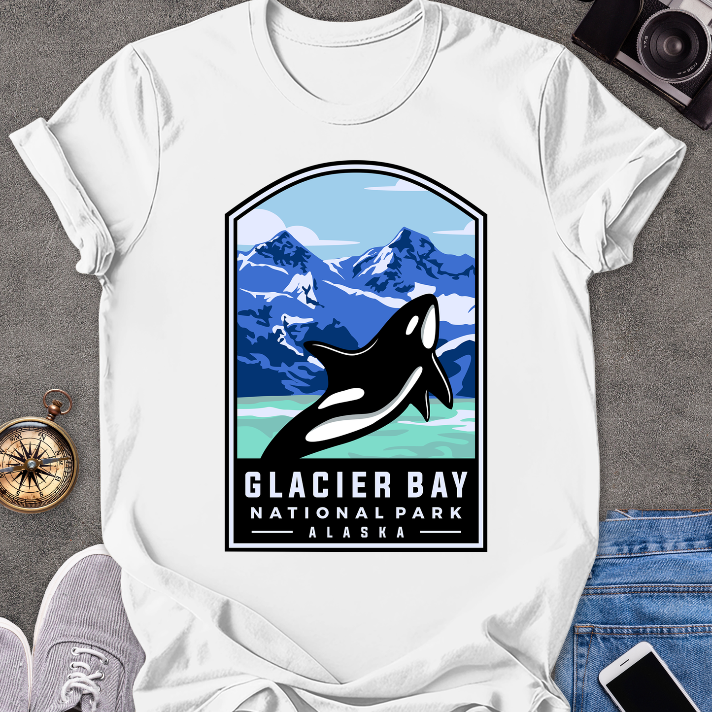 Glacier Bay, National Park, Alaska | Unisex Softstyle T-Shirt | Killer Whale Tee