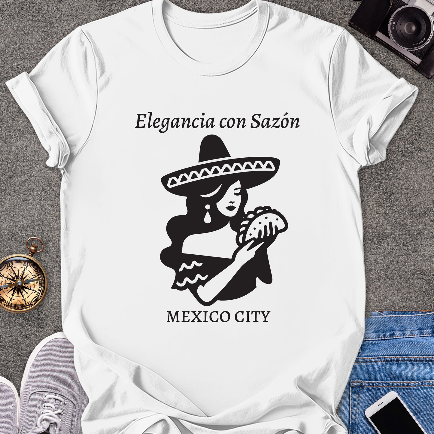 Elegancia con Sazón-Mexico City | Unisex Softstyle T-Shirt | Foodie Travel Tee