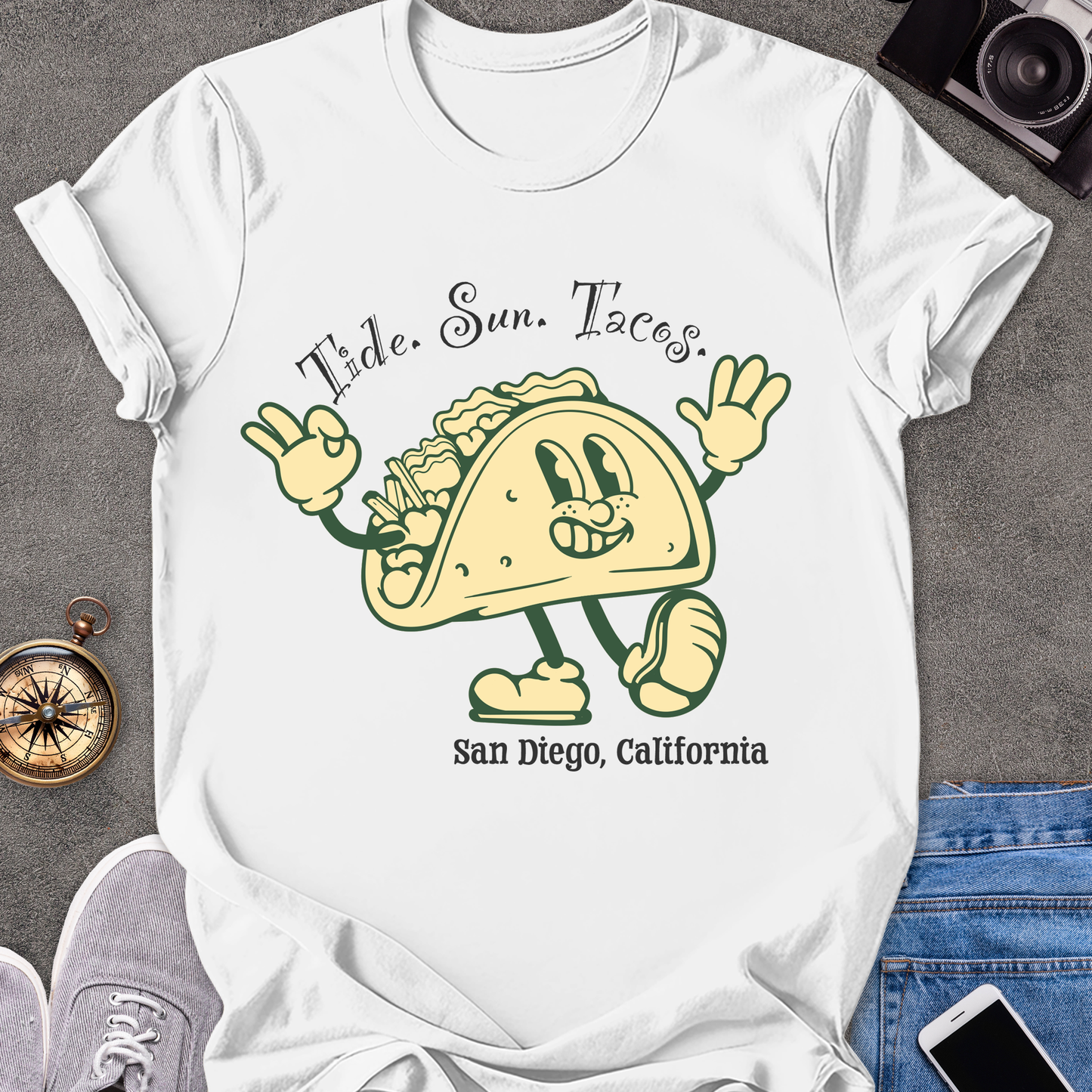 Tide. Sun. Tacos - San Diego, California | Unisex Softstyle T-Shirt | Fun Taco Lover Tee
