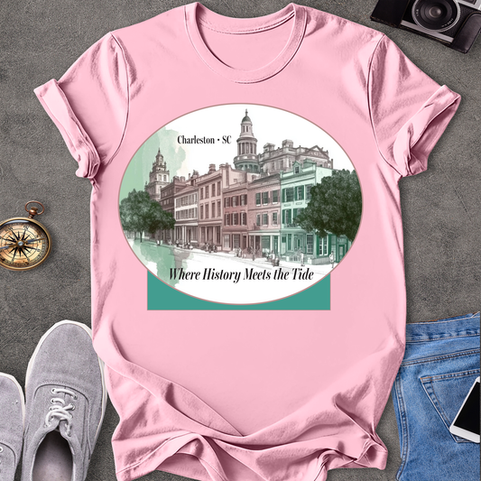Where History Meets The Tide Charlestown, South Carolina T-Shirt