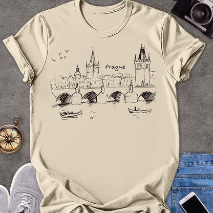 Prague - Charles Bridge Sketch | Unisex Softstyle T-Shirt | Travel Tee