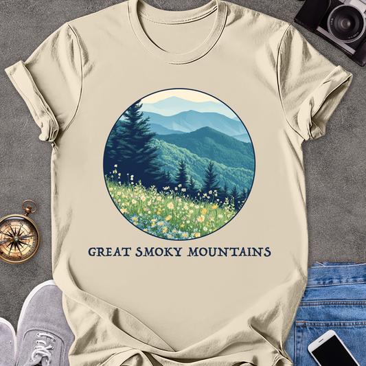 Great Smoky Mountains | Unisex Softstyle T-Shirt | Mountains and Wildflowers Tee