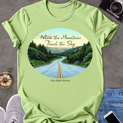 Where The Mountains Touch The Sky - The Blue Ridge Parkway | Unisex Softstyle T-Shirt | Road Trip Tee