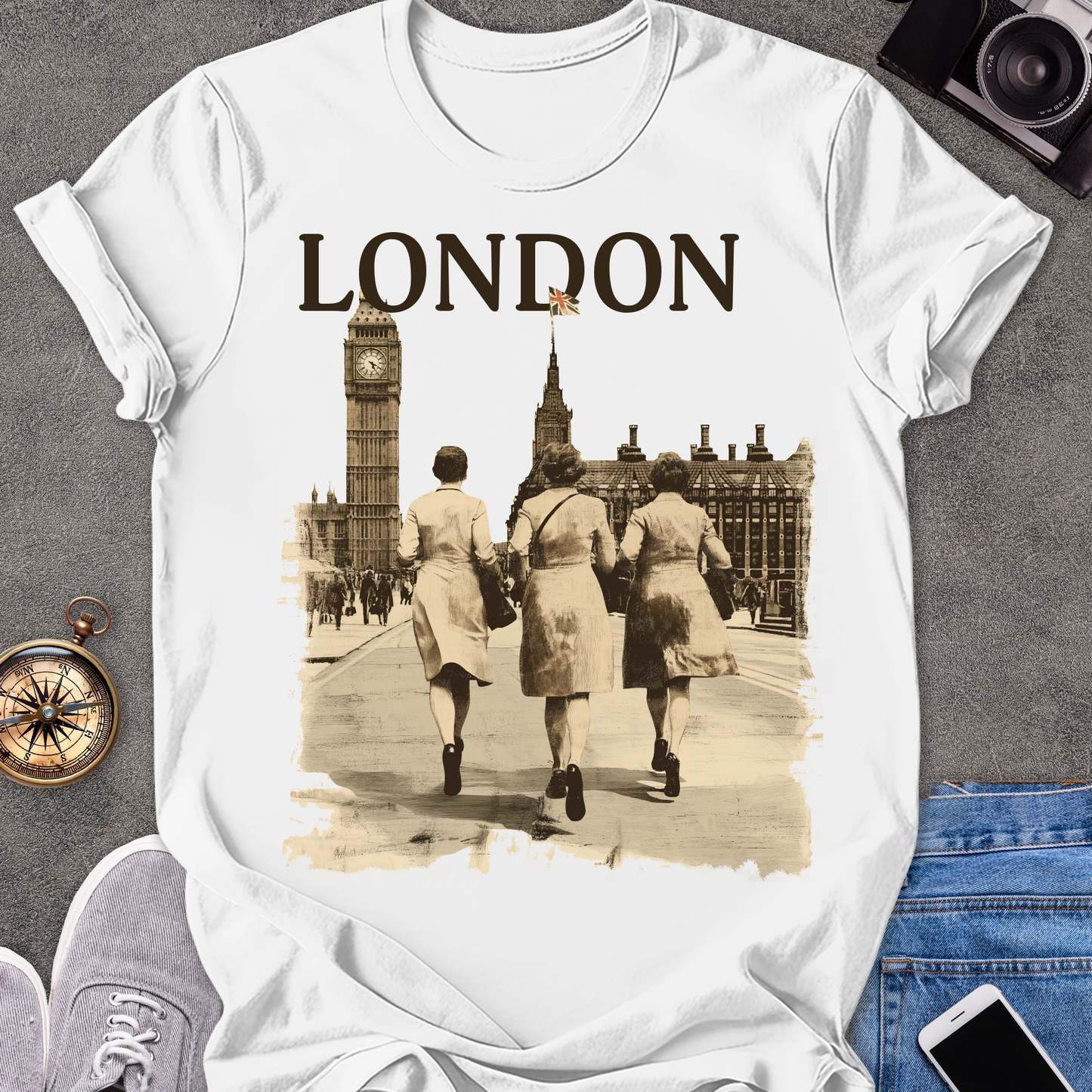London | Unisex Softstyle T-Shirt | Retro Style London Travel Tee