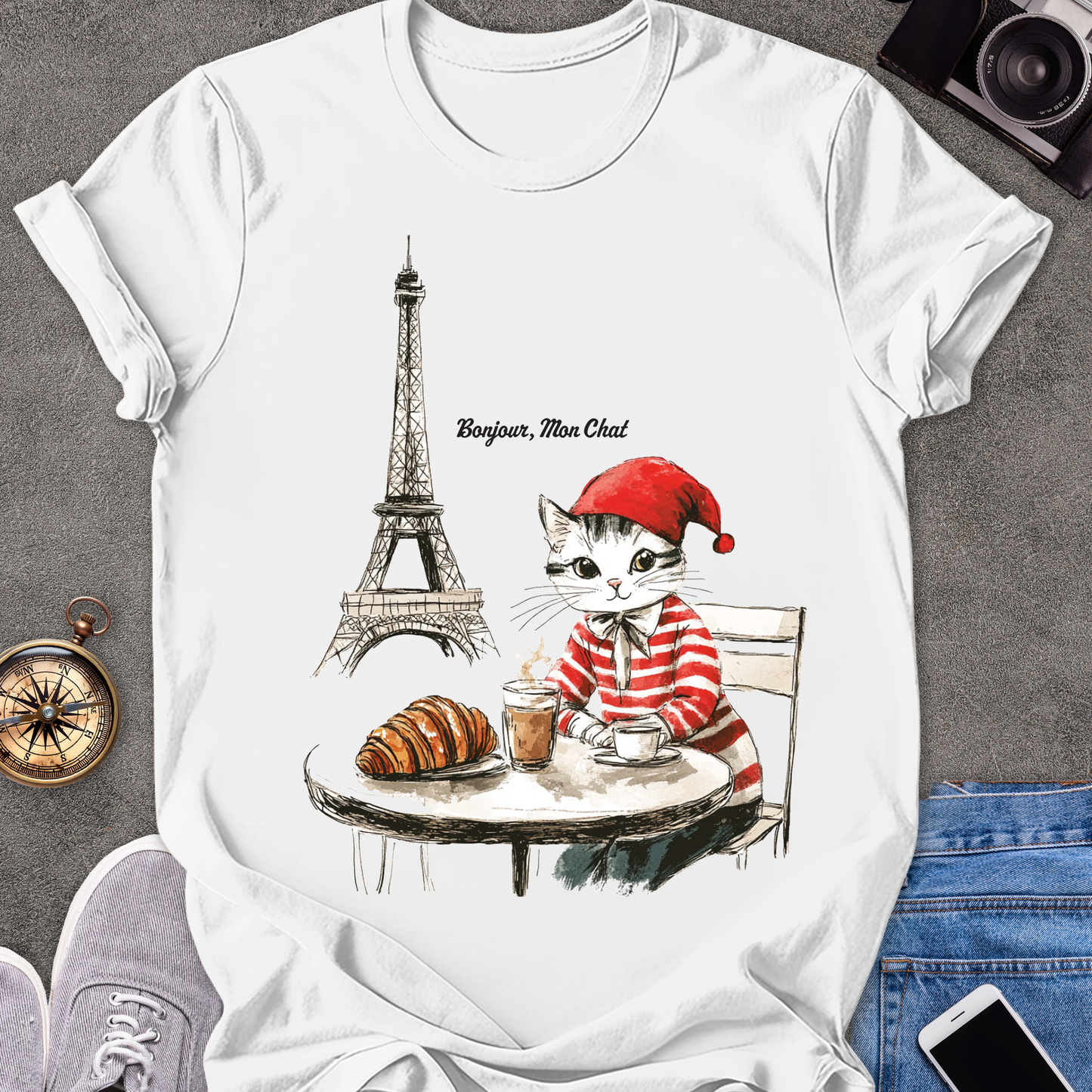 Bonjour, Mon Chat| Unisex Softstyle T-Shirt | France Travel Tee