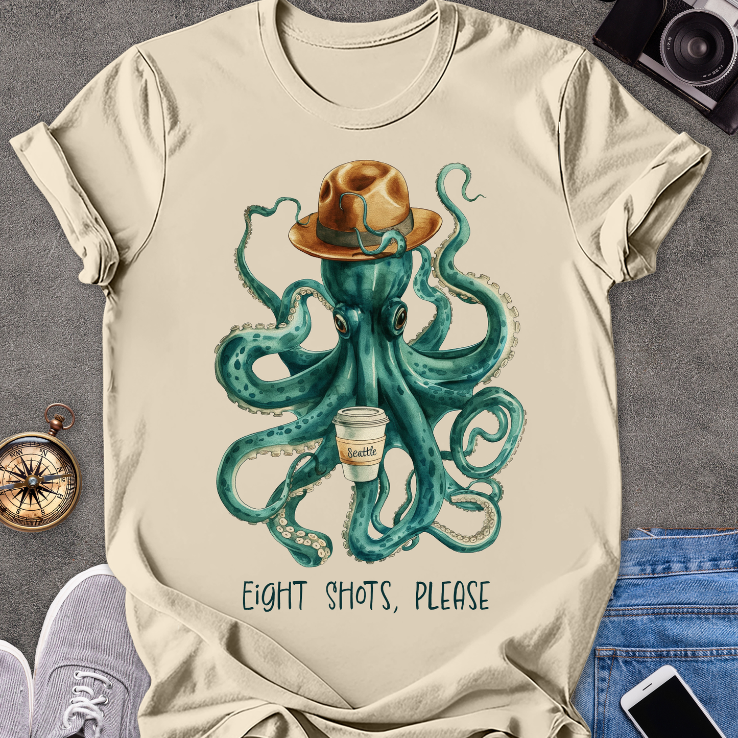 Eight Shots Please-Seattle| Unisex Softstyle T-Shirt | Seattle Travel Tee