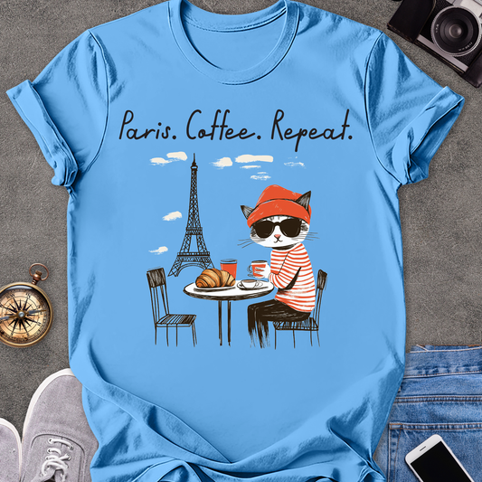 Paris. Coffee. Repeat. | Unisex Softstyle T-Shirt | France Travel Tee