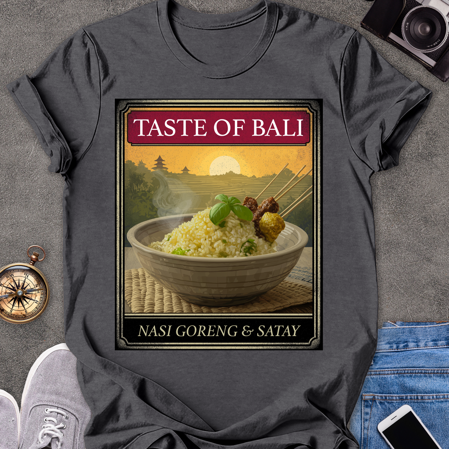 Taste of Bali, Nasi Goreng & Satay | Unisex Softstyle T-Shirt | Bali Food Travel Tee
