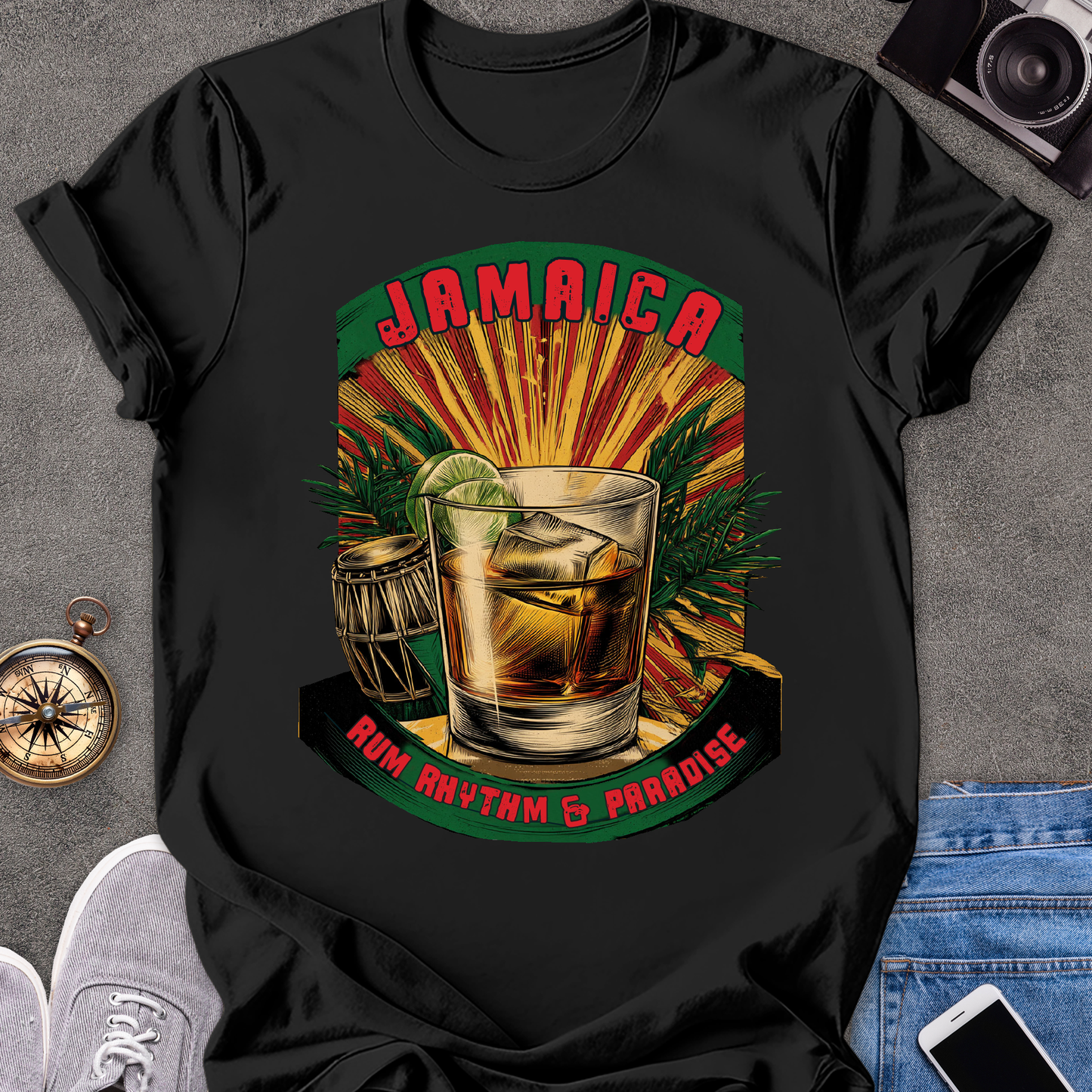 Jamaica, Rum, Rhythm & Paradise | Unisex Softstyle T-Shirt | Caribbean Travel Tee
