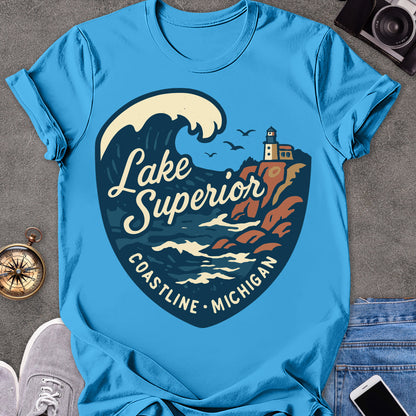 Lake Superior, Coastline Michigan | Softstyle T-Shirt | Outdoor Travel Tee