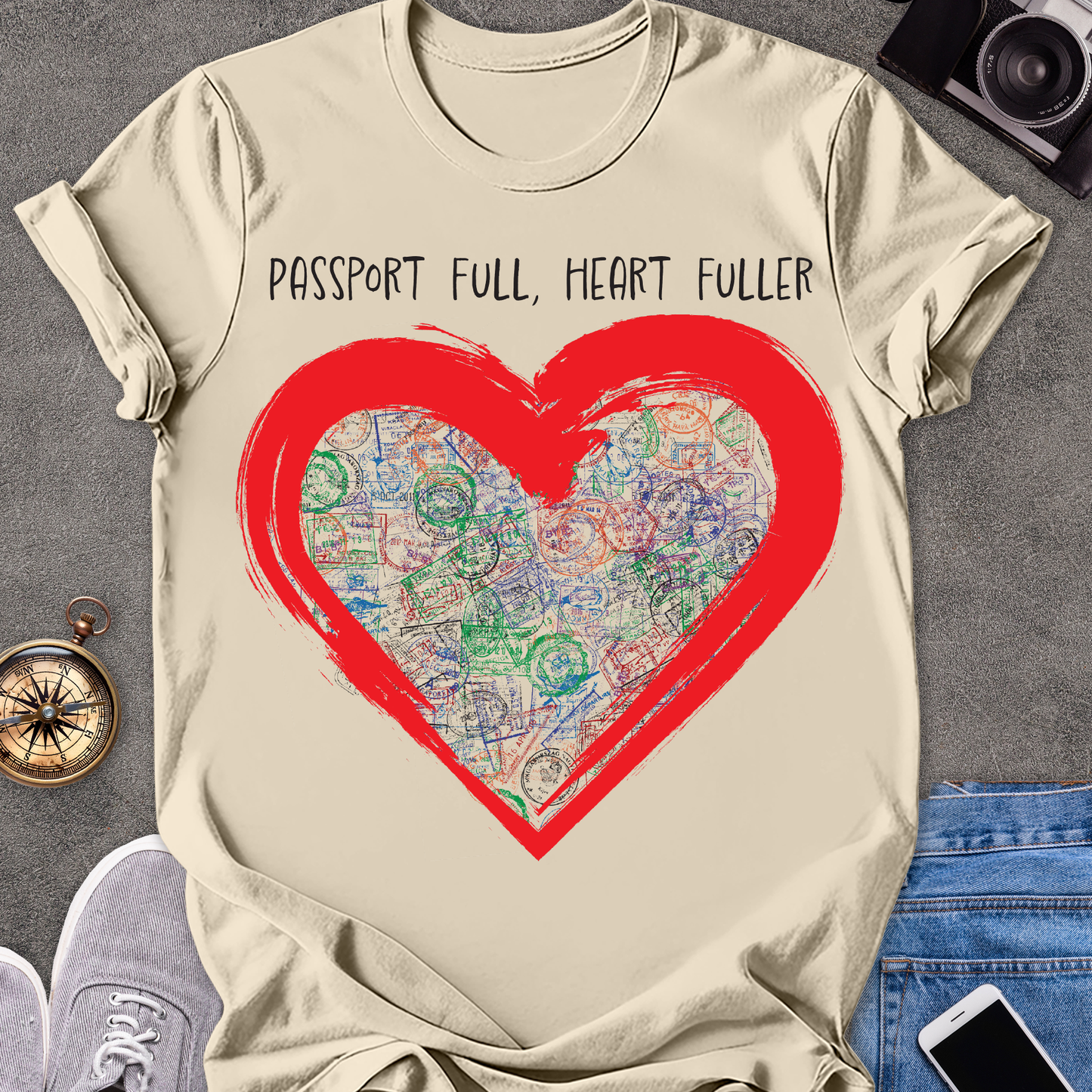 Passport Full, Heart Fuller | Softstyle T-Shirt | Travel Tee