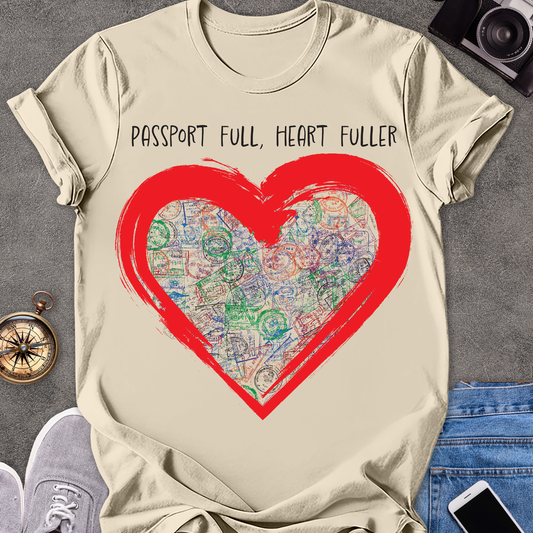Passport Full, Heart Fuller | Softstyle T-Shirt | Travel Tee