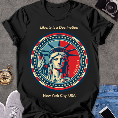 Liberty Is a Destination, New York City, USA | Unisex Softstyle T-Shirt | USA Travel Tee