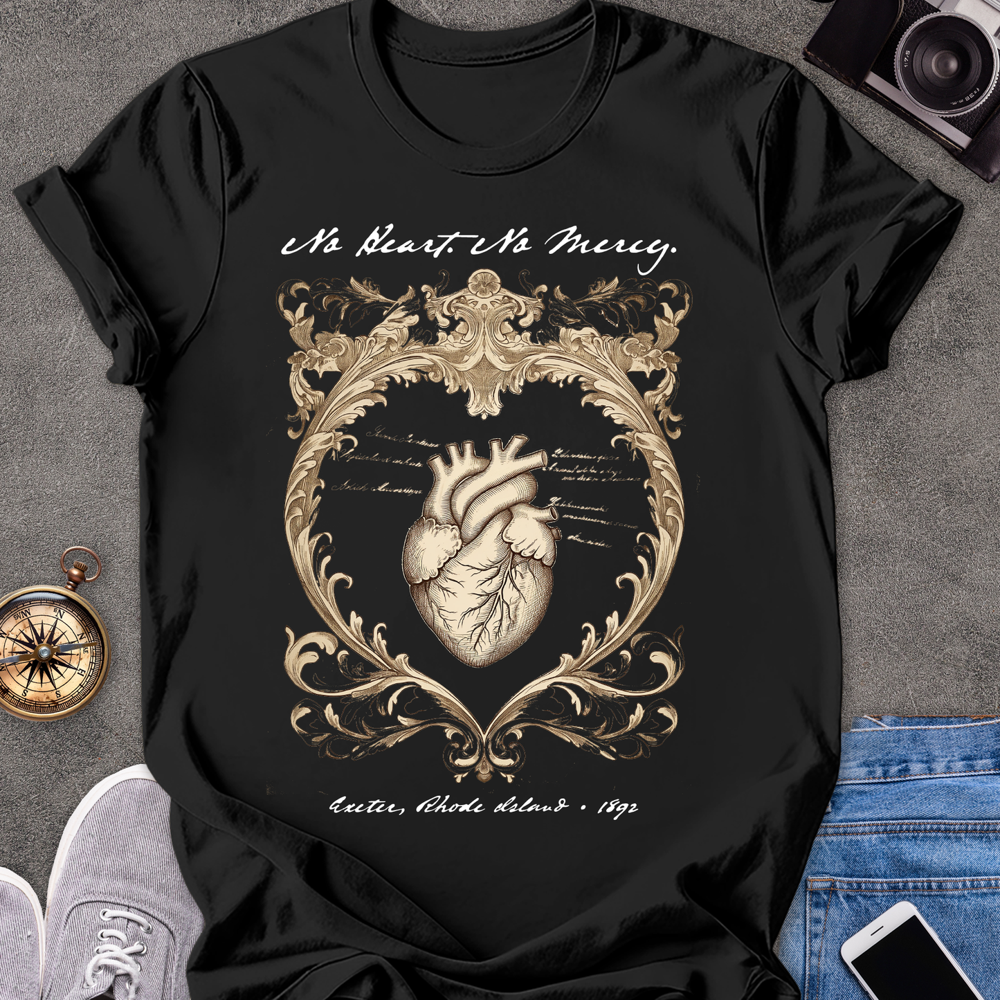 No Heart. No Mercy. Exeter, Rhode Island| Unisex Softstyle T-Shirt | Vampire Travel Tee