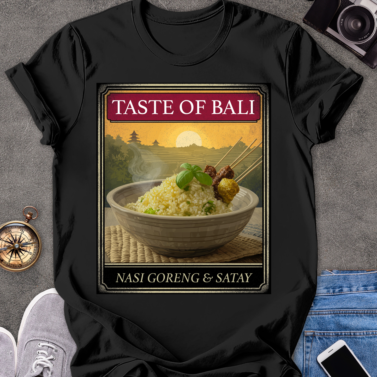 Taste of Bali, Nasi Goreng & Satay | Unisex Softstyle T-Shirt | Bali Food Travel Tee
