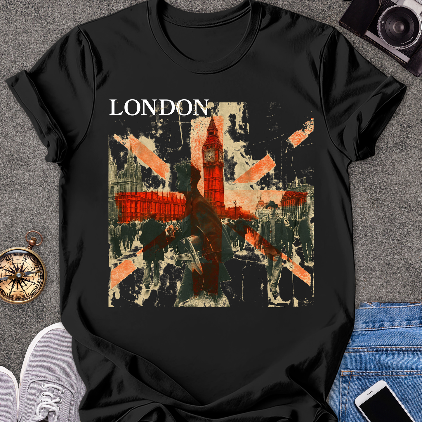 London | Unisex Softstyle T-Shirt | Retro London Travel Tee