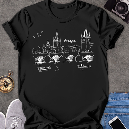 Prague - Charles Bridge Sketch | Unisex Softstyle T-Shirt | Travel Tee