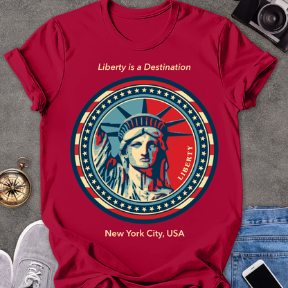 Liberty Is a Destination, New York City, USA | Unisex Softstyle T-Shirt | USA Travel Tee
