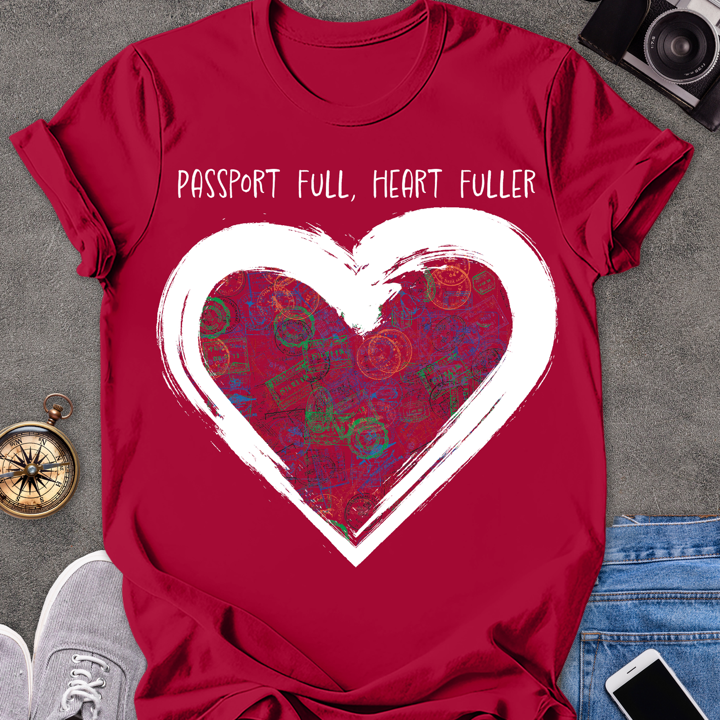 Passport Full, Heart Fuller | Softstyle T-Shirt | Travel Tee