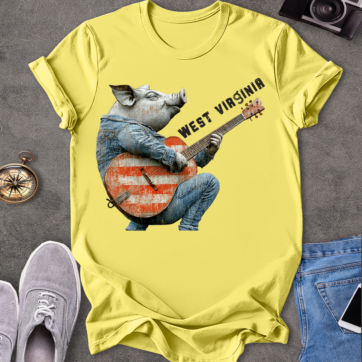 West Virginia - Pig Playing Guitar T-Shirt