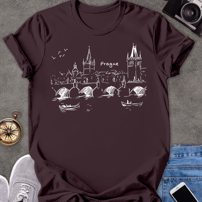 Prague - Charles Bridge Sketch | Unisex Softstyle T-Shirt | Travel Tee