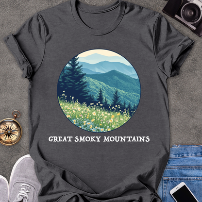 Great Smoky Mountains | Unisex Softstyle T-Shirt | Mountains and Wildflowers Tee