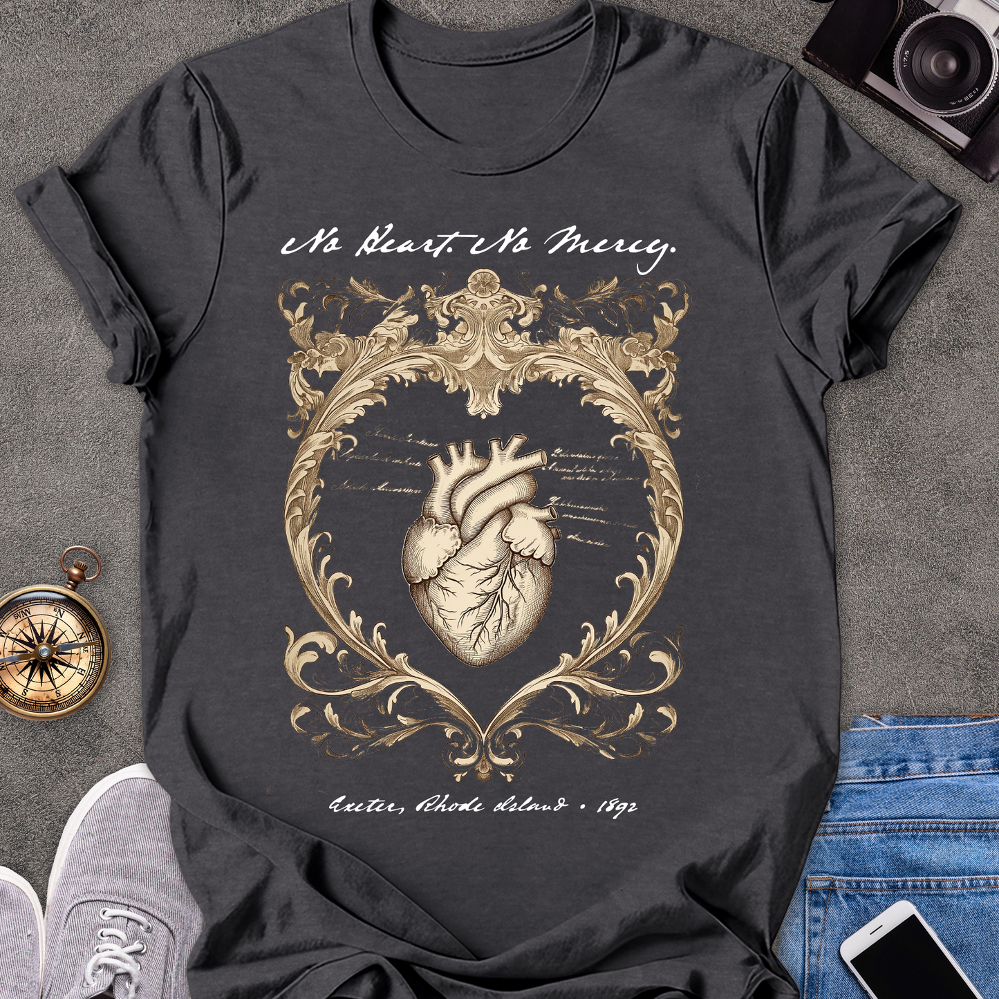 No Heart. No Mercy. Exeter, Rhode Island| Unisex Softstyle T-Shirt | Vampire Travel Tee