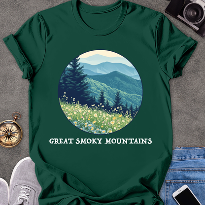 Great Smoky Mountains | Unisex Softstyle T-Shirt | Mountains and Wildflowers Tee