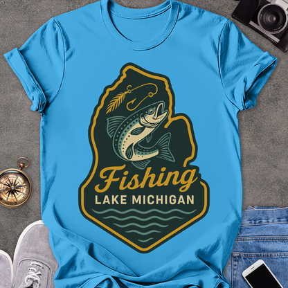 Fishing Lake Michigan | Softstyle T-Shirt | Michigan Fishing Travel Tee