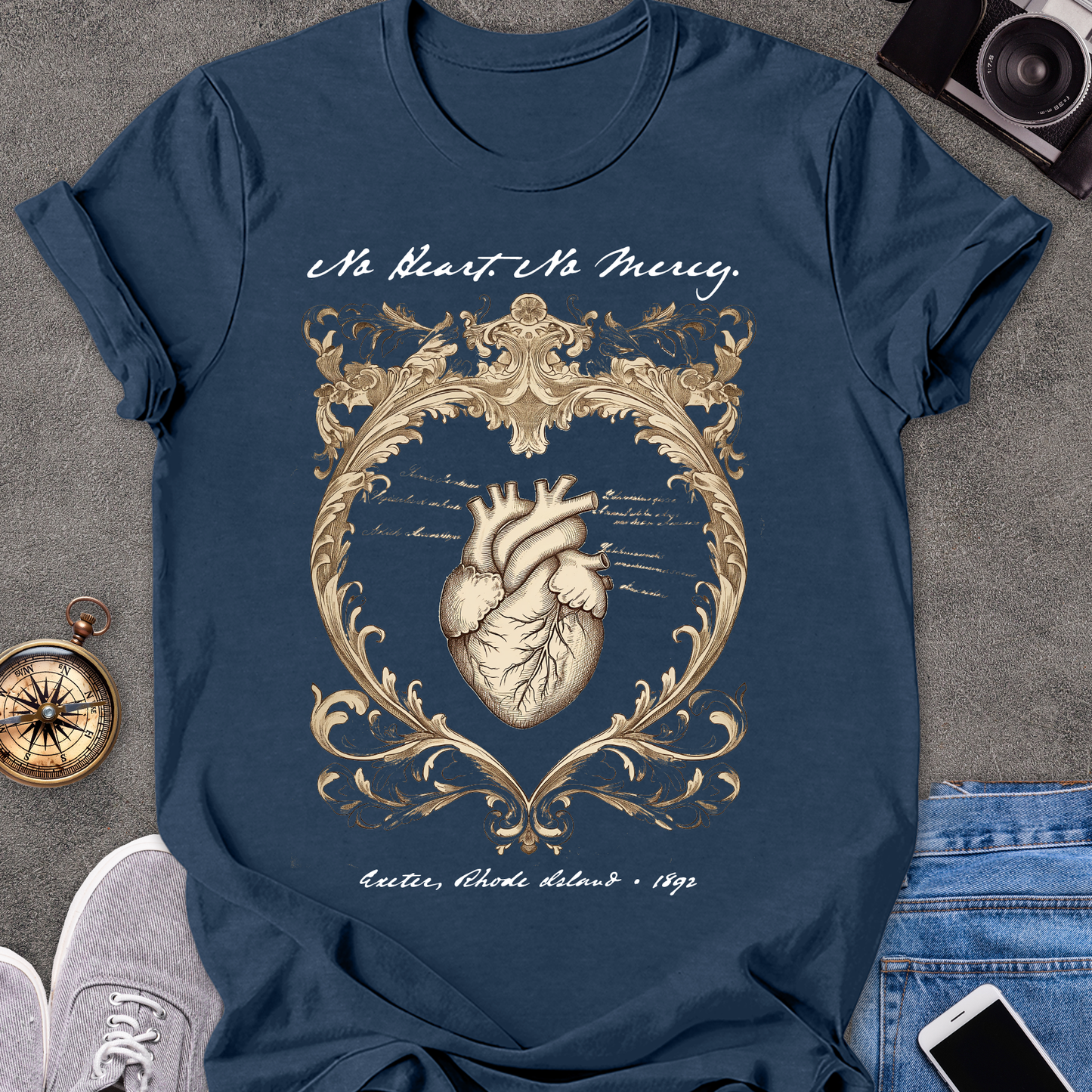 No Heart. No Mercy. Exeter, Rhode Island| Unisex Softstyle T-Shirt | Vampire Travel Tee