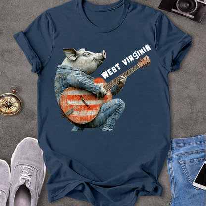 West Virginia - Pig Playing Guitar T-Shirt