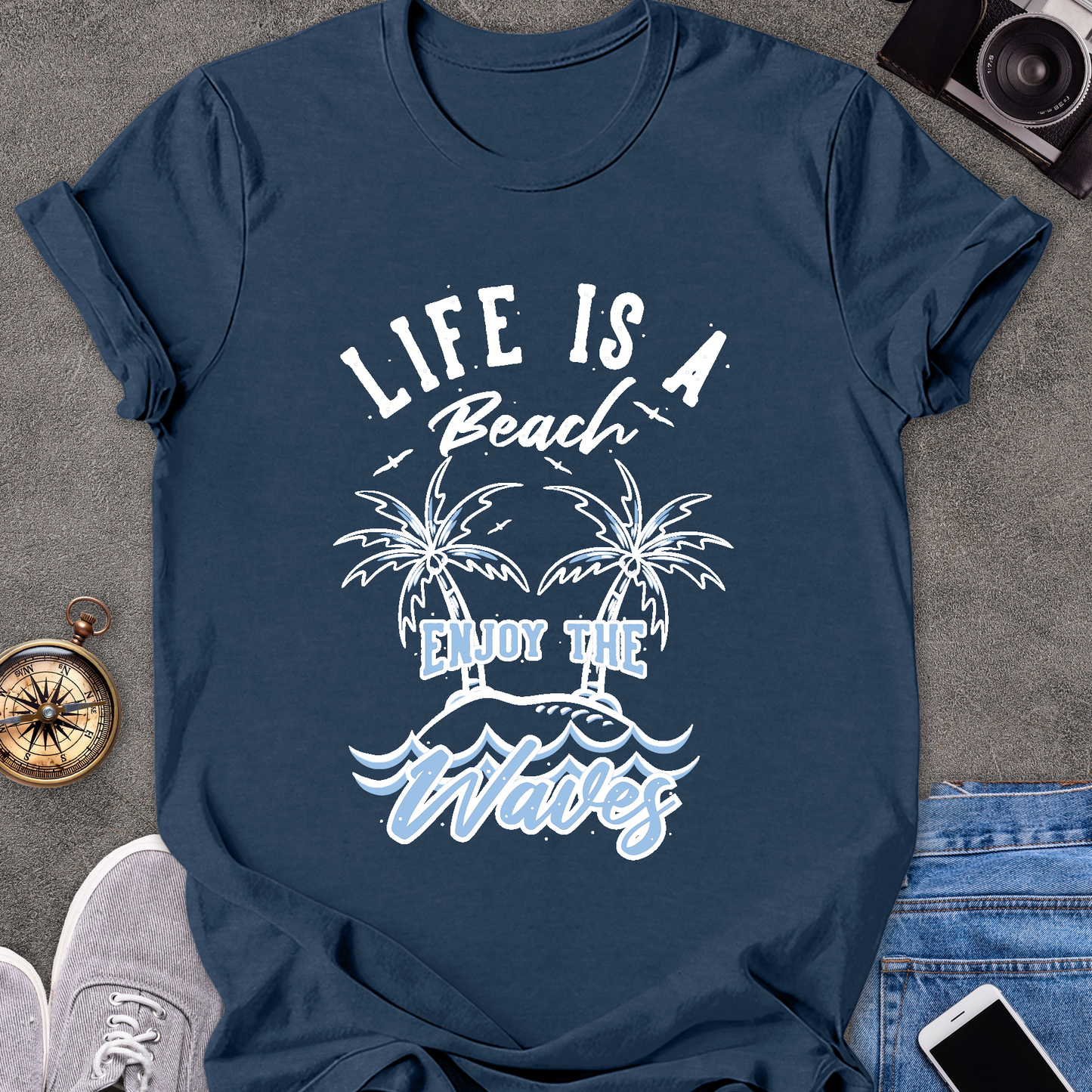 Life Is a Beach, Enjoy the Waves | Unisex Softstyle T-Shirt | Fun and Casual Beach Lover Tee