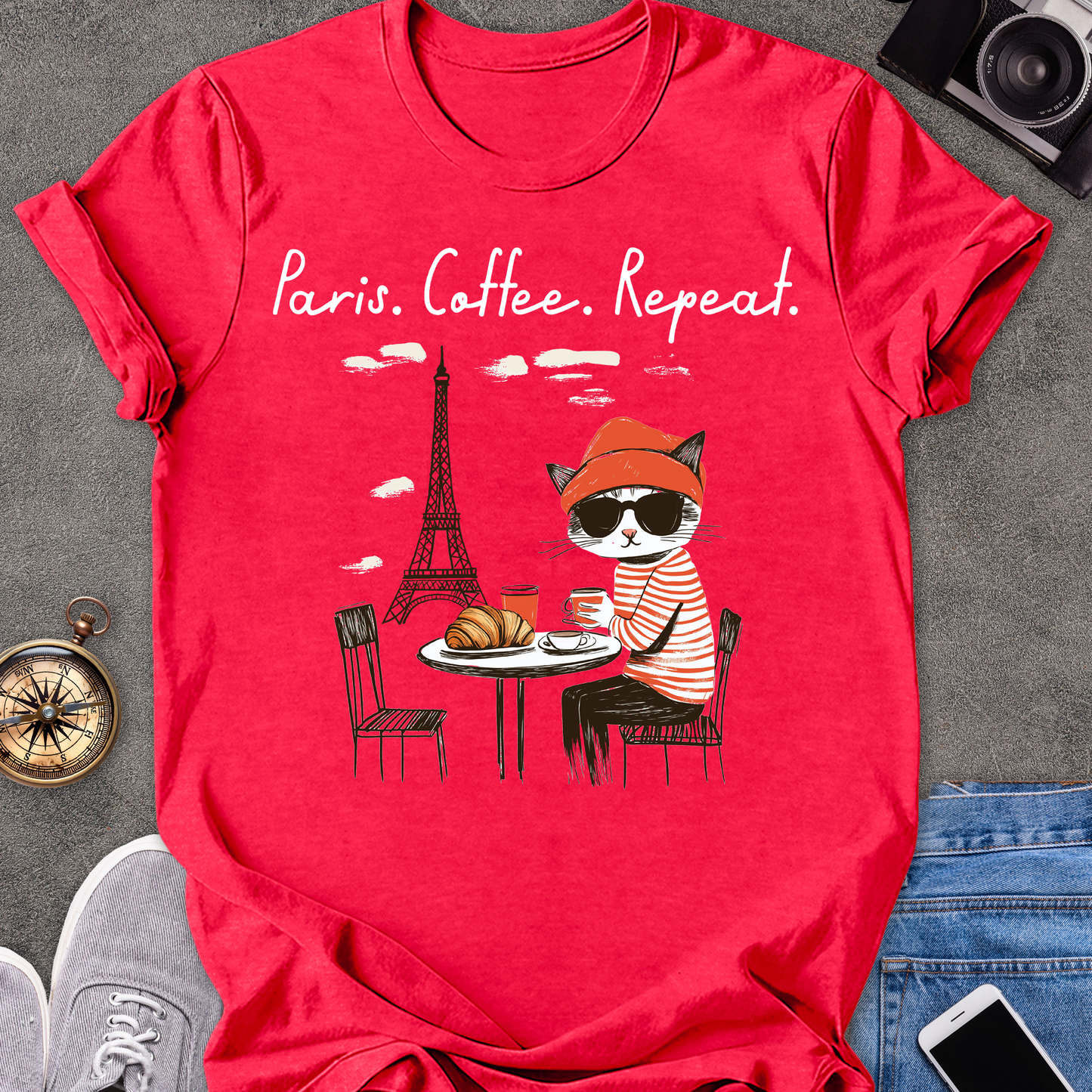 Paris. Coffee. Repeat. | Unisex Softstyle T-Shirt | France Travel Tee