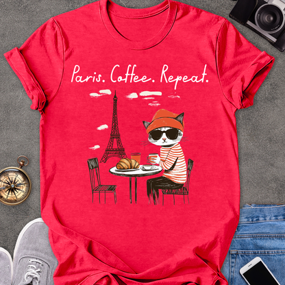 Paris. Coffee. Repeat. | Unisex Softstyle T-Shirt | France Travel Tee