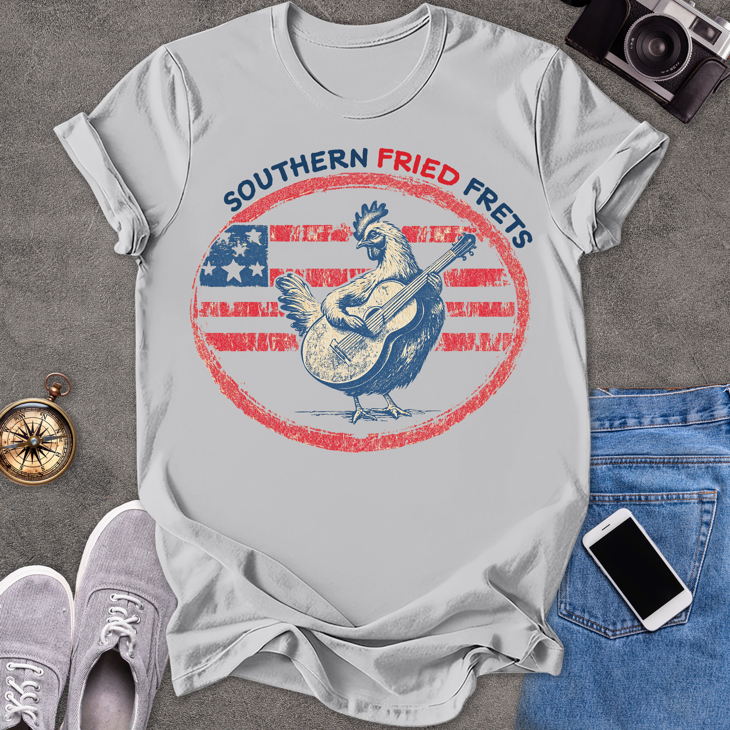 Southern Fried Frets | Unisex Softstyle T-Shirt | Fun and Casual Music Lover Tee