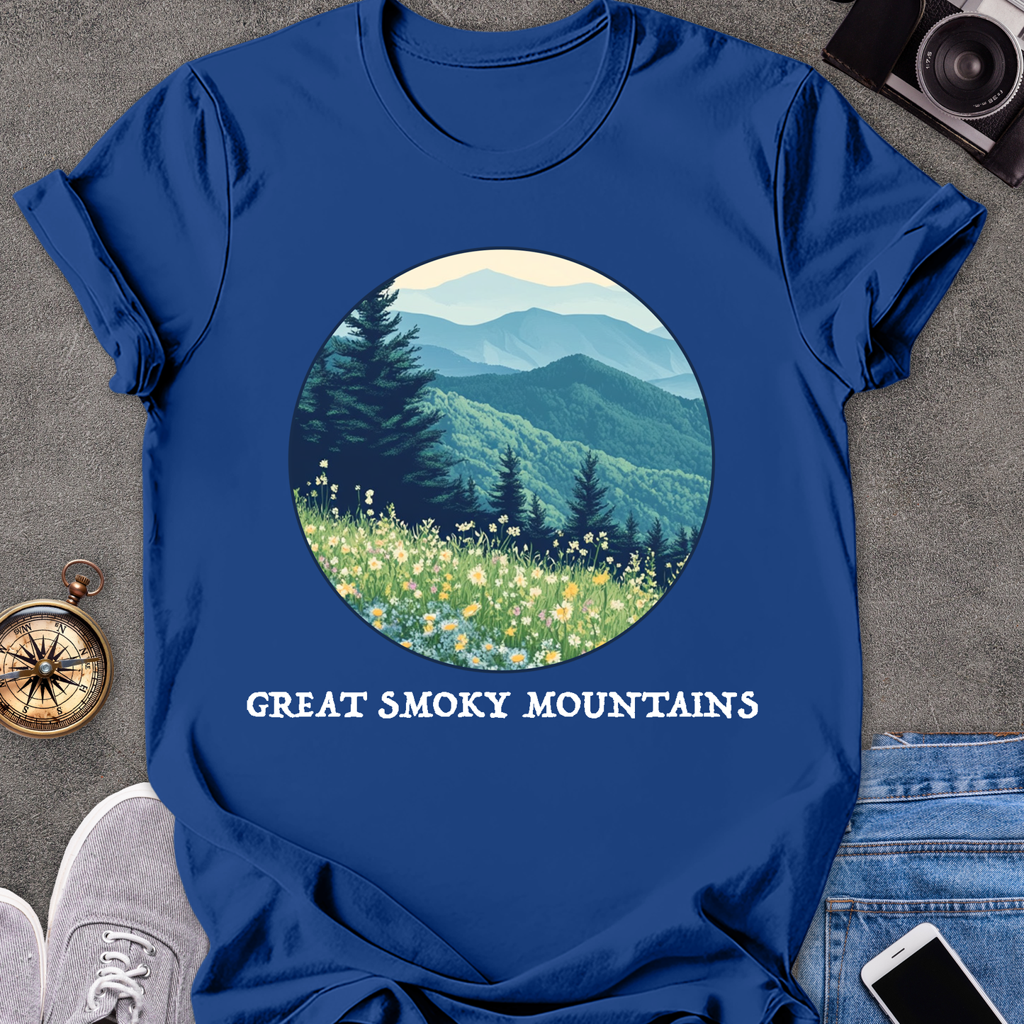 Great Smoky Mountains | Unisex Softstyle T-Shirt | Mountains and Wildflowers Tee