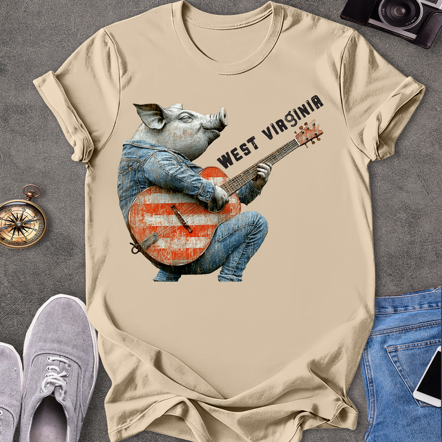 West Virginia - Pig Playing Guitar T-Shirt