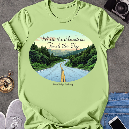 Where The Mountains Touch The Sky - The Blue Ridge Parkway | Unisex Softstyle T-Shirt | Road Trip Tee