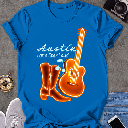 Austin - Lone Star Loud | Unisex Softstyle T-Shirt | Fun and Casual Music Lover Tee