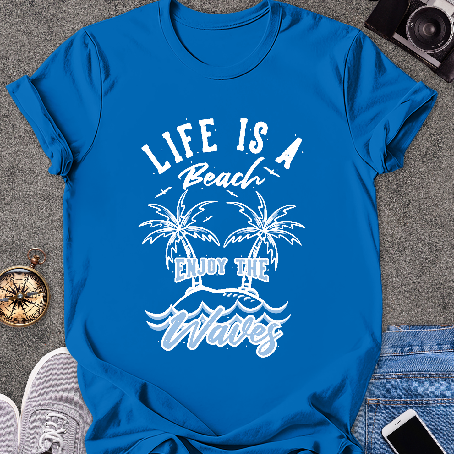 Life Is a Beach, Enjoy the Waves | Unisex Softstyle T-Shirt | Fun and Casual Beach Lover Tee