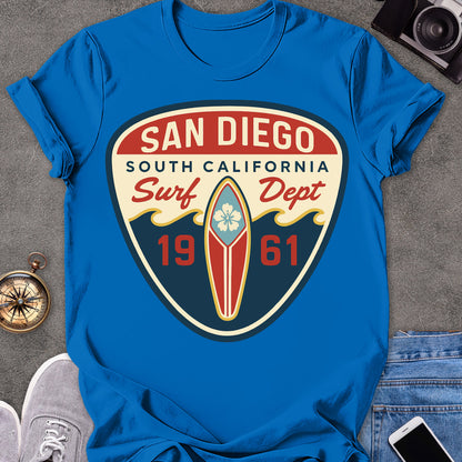 San Diego, South California, Surf Dept, 1961 | Softstyle T-Shirt | California Travel Tee