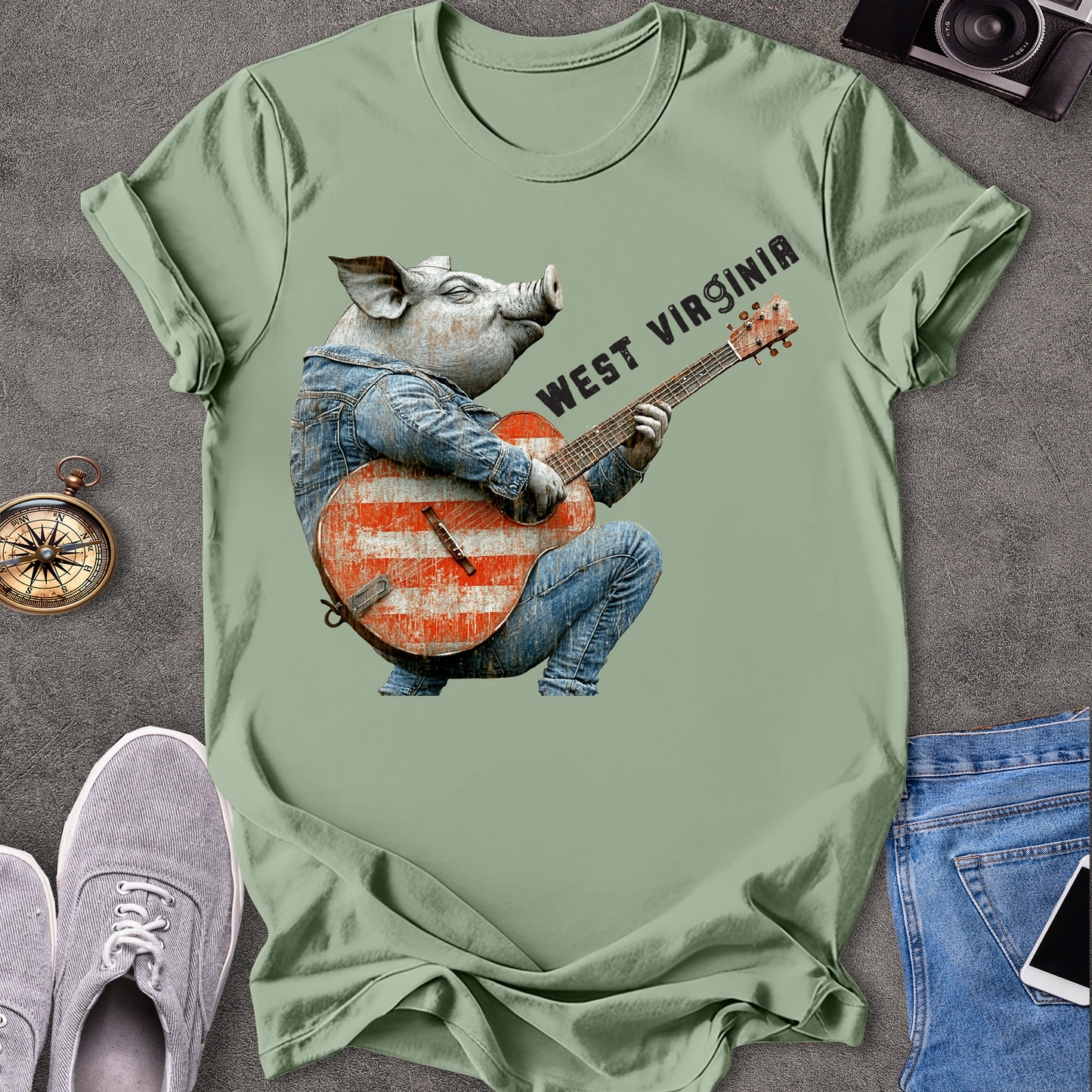 West Virginia - Pig Playing Guitar T-Shirt