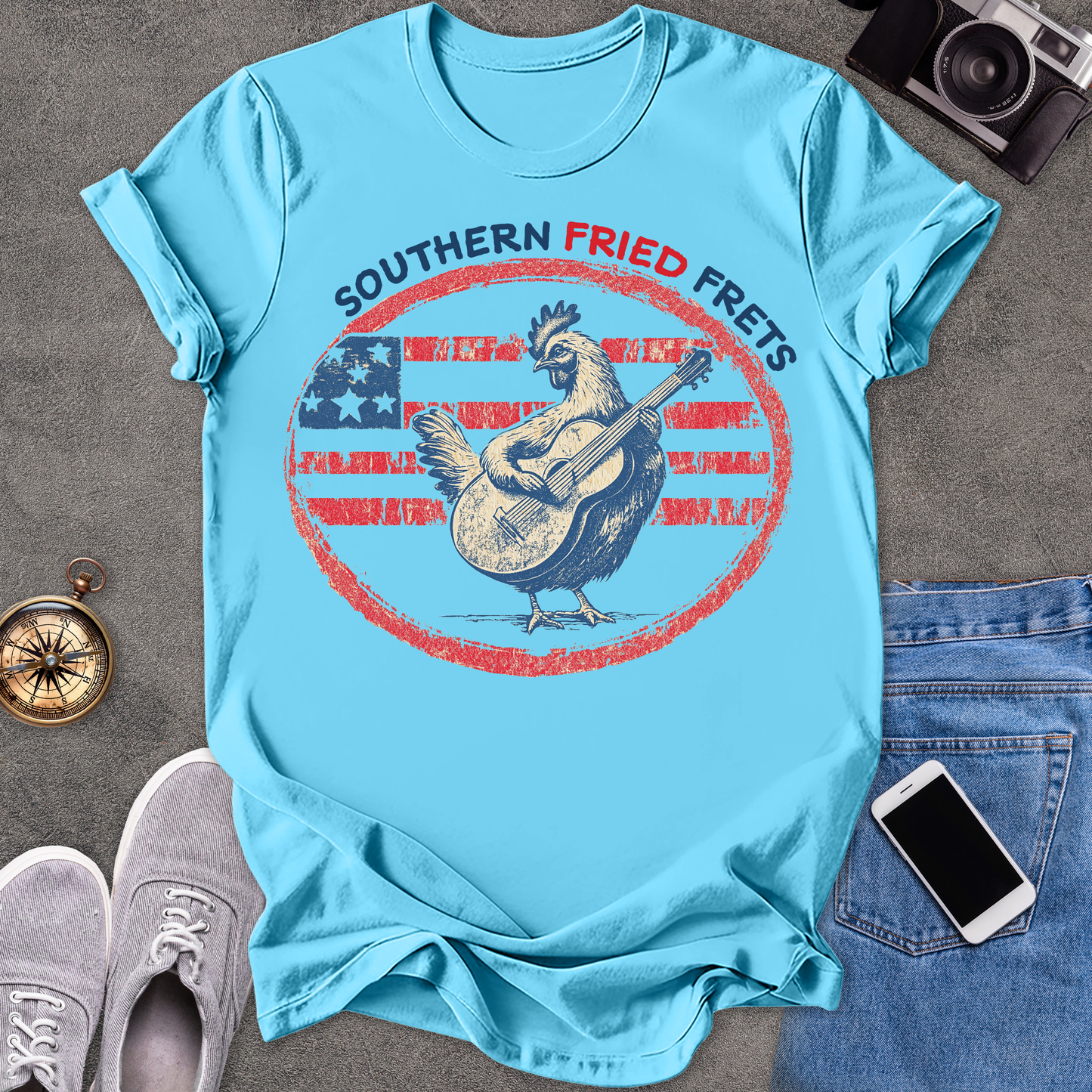 Southern Fried Frets | Unisex Softstyle T-Shirt | Fun and Casual Music Lover Tee