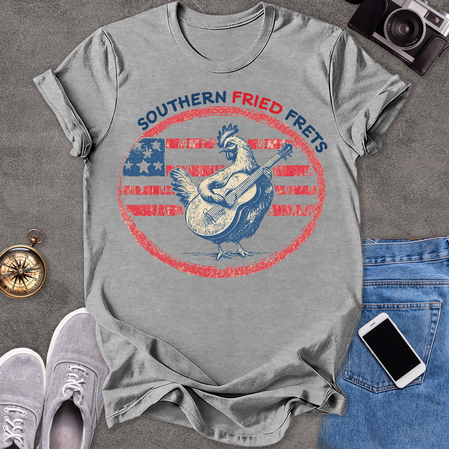 Southern Fried Frets | Unisex Softstyle T-Shirt | Fun and Casual Music Lover Tee